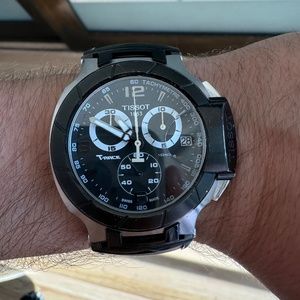 Tissot Men's T0484172705705 T-Race Black Chronograph Watch Black Rubber Strap